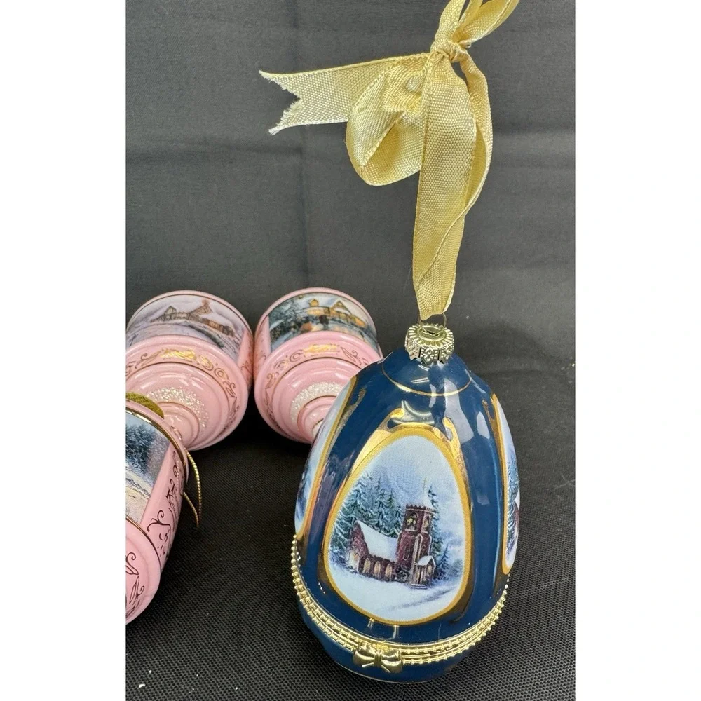 Thomas Kinkade Christmas Heirloom Glass Ornaments - Collection of 11 New W/ Tags